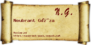 Neubrant Géza névjegykártya